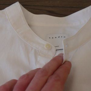 SANDRO Paris Mens half Tunic button LARGE White